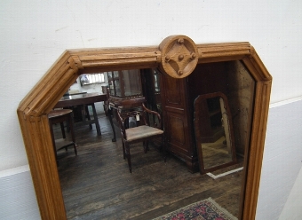 Antique Late Victorian Ash Framed Mirror