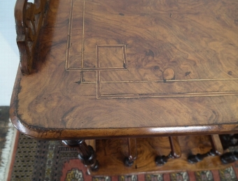 Antique Mid Victorian Burr Walnut Canterbury Whatnot