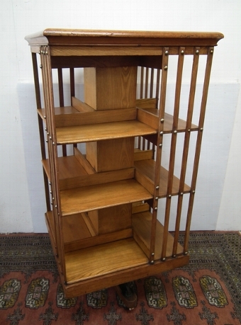 Edwardian Oak and Ash Revolving Bookcase