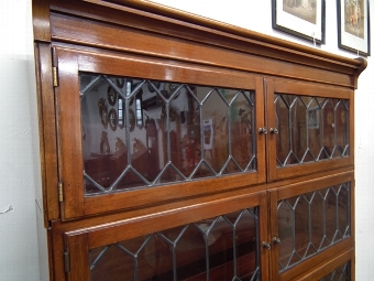 Antique Mahogany and Leaded Glass Sectional Bookcase