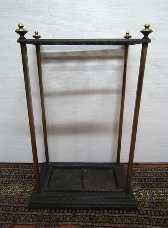 Antique Victorian Cast Iron and Brass Stick Stand