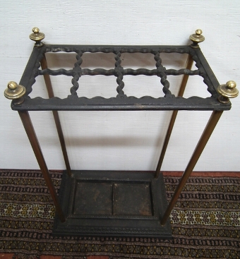 Antique Victorian Cast Iron and Brass Stick Stand