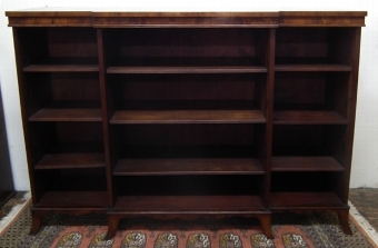 Yew Wood Breakfront Open Bookcase