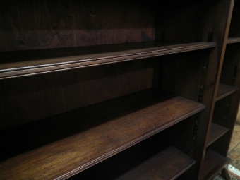 Antique Yew Wood Breakfront Open Bookcase