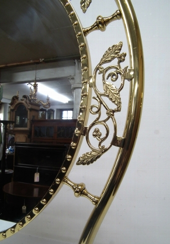 Antique Unusual Victorian Brass Mirrored Fire Screen