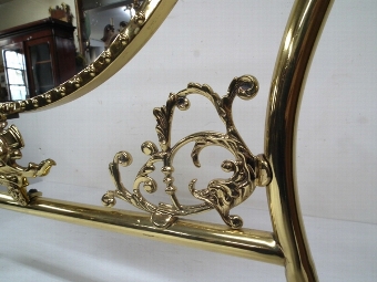 Antique Unusual Victorian Brass Mirrored Fire Screen