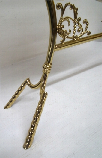 Antique Unusual Victorian Brass Mirrored Fire Screen
