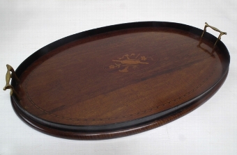 Sheraton Style Oval Mahogany Inlaid Tray