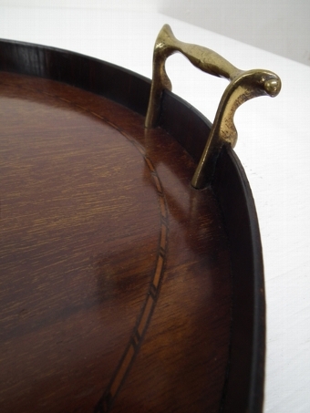 Antique Sheraton Style Oval Mahogany Inlaid Tray