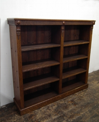 Antique Pair of Late Victorian Oak Open Bookcases