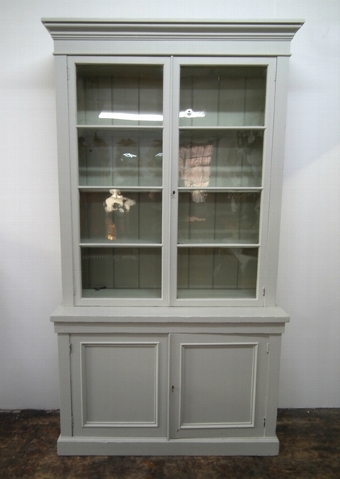 Antique Mid Victorian Painted Cabinet Bookcase