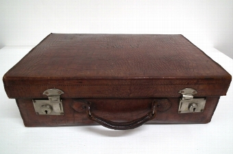 Antique Small Crocodile Skin Suitcase