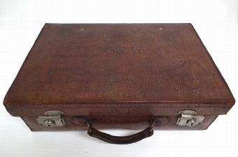 Antique Small Crocodile Skin Suitcase