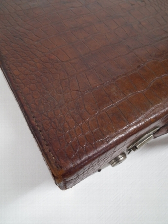 Antique Small Crocodile Skin Suitcase