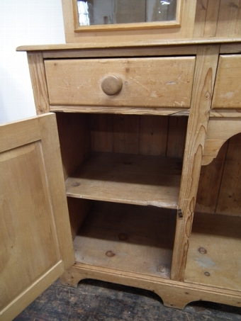 Antique Victorian Stripped Pine Kitchen Dresser