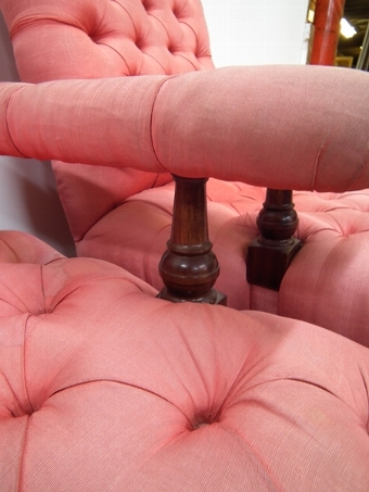 Antique Pair of Deep Buttoned Easy Chairs