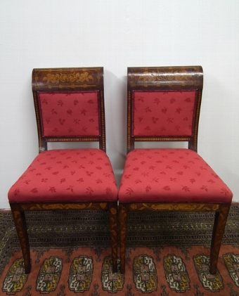 Pair of Dutch Marquetry Side Chairs