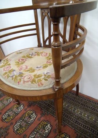 Antique Sheraton Style Inlaid Mahogany Tub Chair