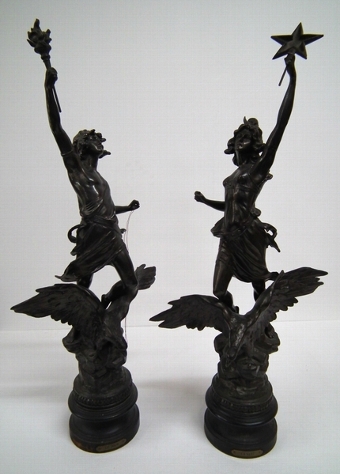 Pair of French White Metal Figures