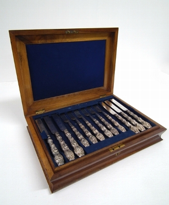 Antique Late Victorian Canteen of Fish Knives and Forks