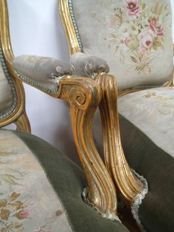 Antique Pair of French Gilded Fauteuils
