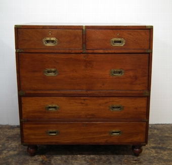Two Part Teak and Brass Bound Campaign/Military Chest