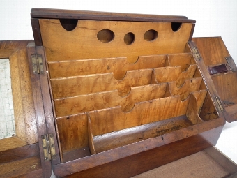 Antique Victorian Figured Walnut Stationery Cabinet