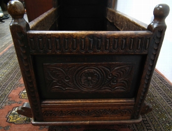 Antique Carved Oak Child's Cradle