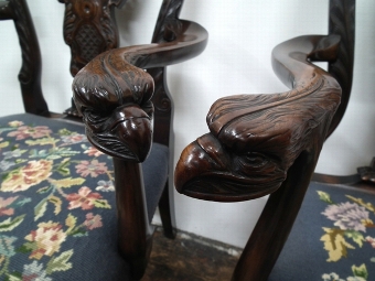 Antique Pair of George II Style Carved Armchairs
