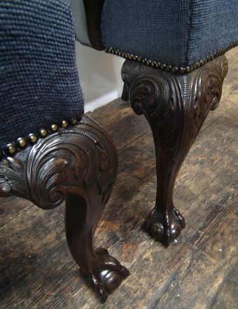 Antique Pair of George II Style Carved Armchairs