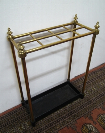Victorian Turned Brass and Cast Iron Stick Stand