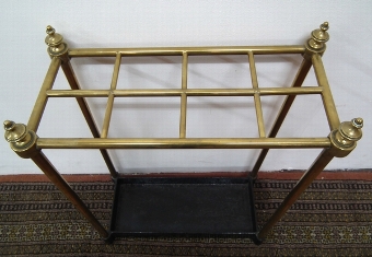 Antique Victorian Turned Brass and Cast Iron Stick Stand