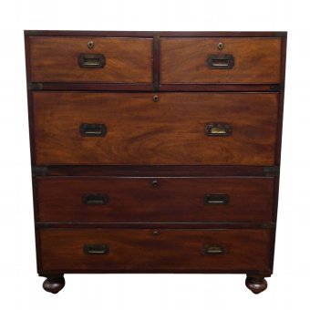 Mid Victorian Mahogany Two Part Military Chest