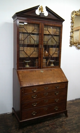 George III Mahogany Bureau Bookcase