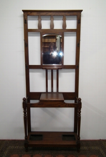 Antique Edwardian Oak Neat Sized Hall Stand