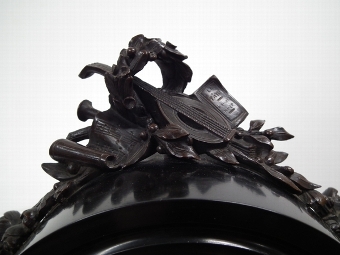 Antique :SALE: Victorian Black and Green Marble Clock Garniture