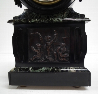 Antique :SALE: Victorian Black and Green Marble Clock Garniture