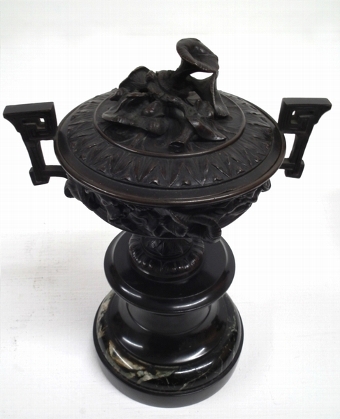 Antique :SALE: Victorian Black and Green Marble Clock Garniture