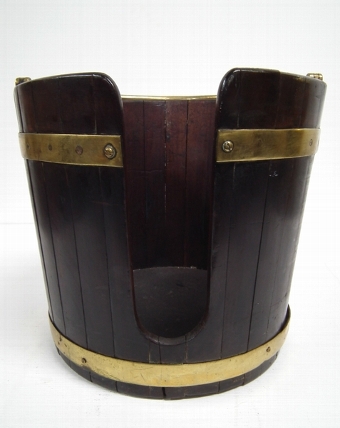 Antique George III Mahogany and Brass Band Plate Bucket