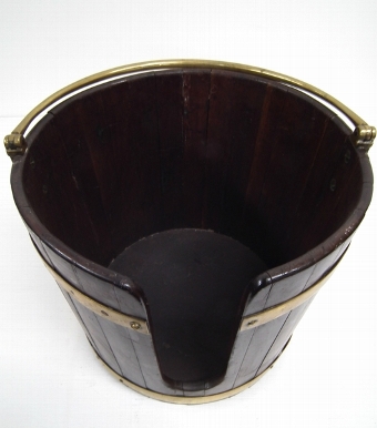 Antique George III Mahogany and Brass Band Plate Bucket