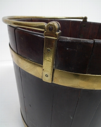 Antique George III Mahogany and Brass Band Plate Bucket