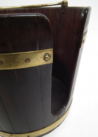 Antique George III Mahogany and Brass Band Plate Bucket