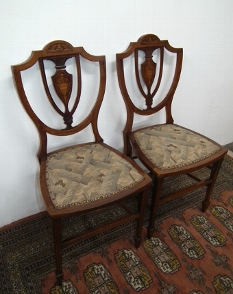 Pair of Sheraton Style Rosewood Inlaid Hand Chairs