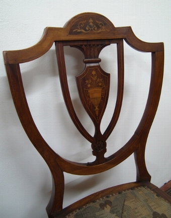 Antique Pair of Sheraton Style Rosewood Inlaid Hand Chairs