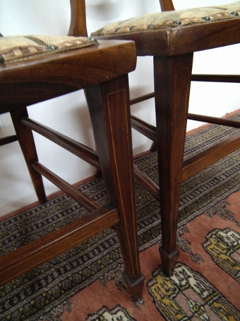 Antique Pair of Sheraton Style Rosewood Inlaid Hand Chairs