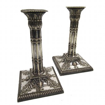 Pair of George III Style EPNS Candlesticks