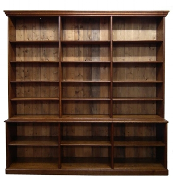 Antique Large Victorian Oak Open Bookcase