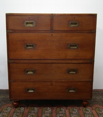 Victorian Teak Two Part Military Chest