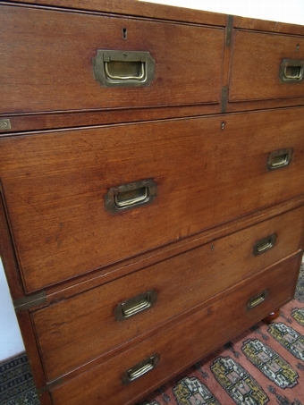 Antique Victorian Teak Two Part Military Chest