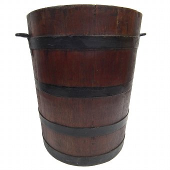 Edwardian Stained Oak Barrel/Log Basket